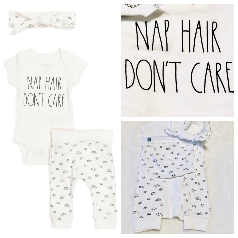 🆕Rae Dunn 3pc NAP HAIR DON’T CARE Onesie Set